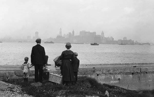 The First Smoggy View of NYC by an Immigrant Family c.1892