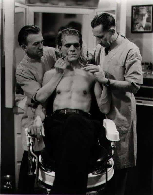 Boris Karloff and Frankenstein's Makeup, 1931