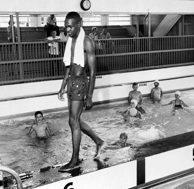 David Isom Ignores Segregation Line in Florida Pool, 1958
