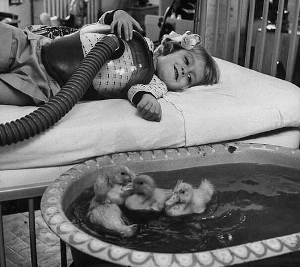 Three-Year-Old Peggy Kennedy, Duckling Therapy,1956