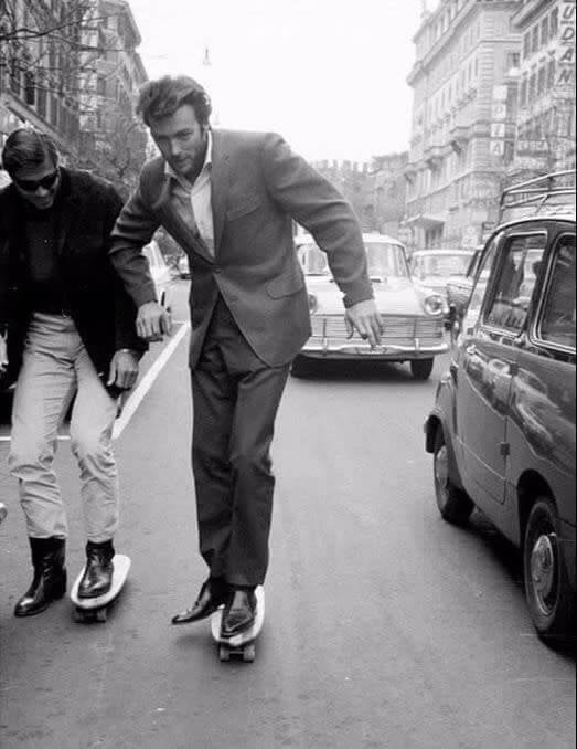 Sir Clint Eastwood Skating Around Rome, 1965