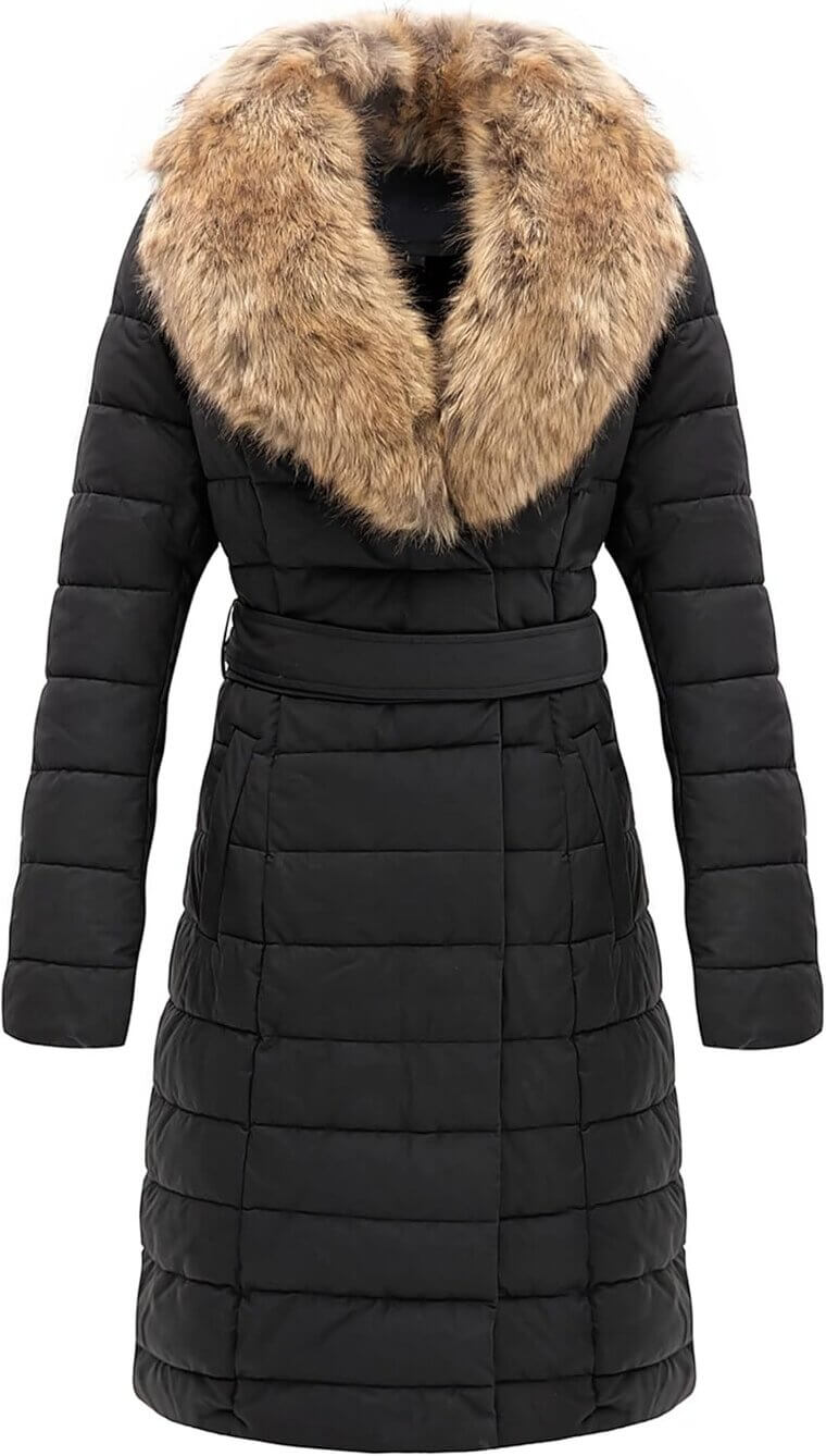 Bellivera Puffer Jacket - Stylish Warmth with Removable Fur Collar - Now 31% Off!