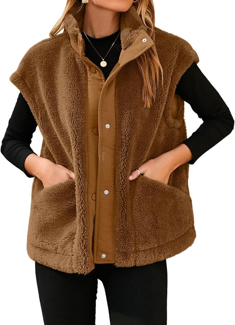Glamaker Fuzzy Fleece Vest - Cozy Style for Casual Days 