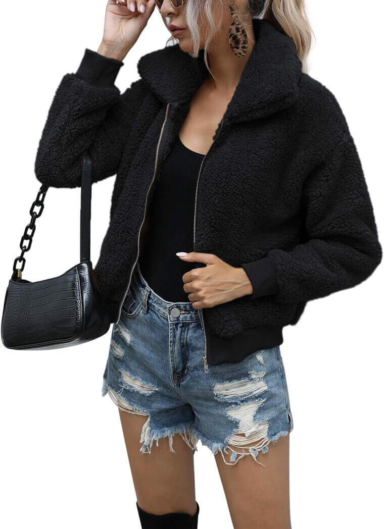AKEWEI Women's Fluffy Jacket - Cozy Winter Style with Pockets - Enjoy 20% Off!