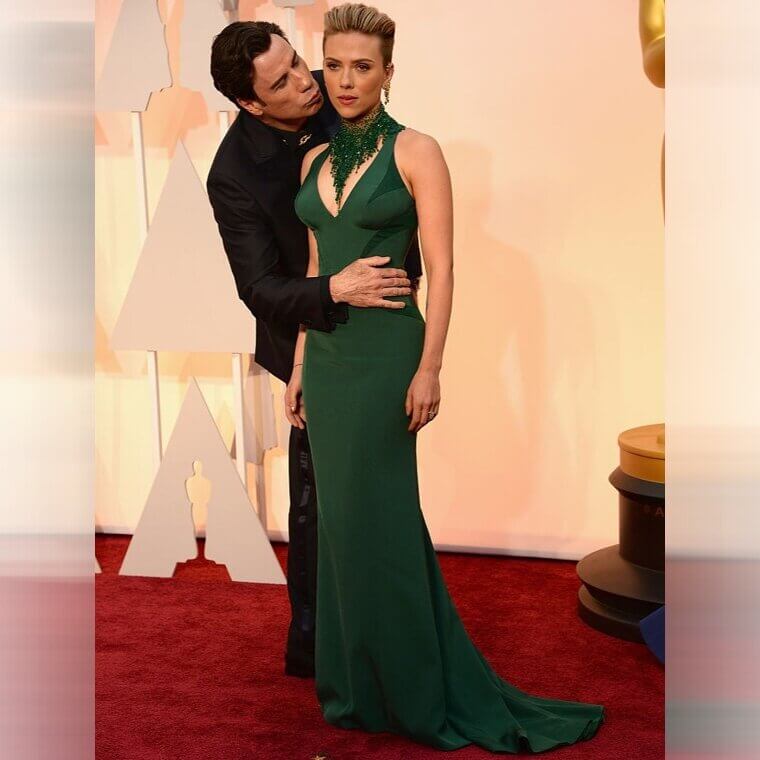 When John Travolta Weirdly Showered Scarlett Johansson in Kisses (2014)