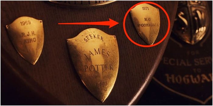 McGonagall's Name Is Placed Right Next To James Potter's Name On The Quidditch Trophy With A Strange Year