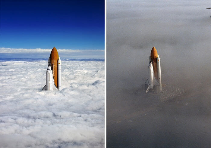 This Photo Of The Space Shuttle Cutting The Clouds