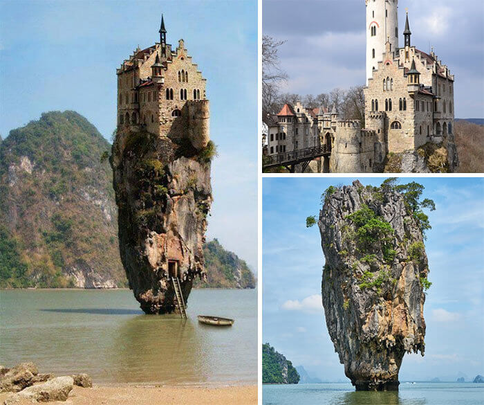 This Magical Castle Is An Edited Photo Of A Rock And An Actual Castle