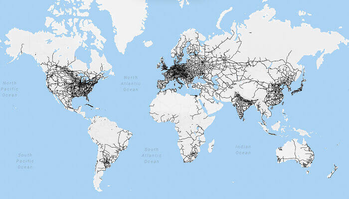 A Map Of The World's Rail Networks