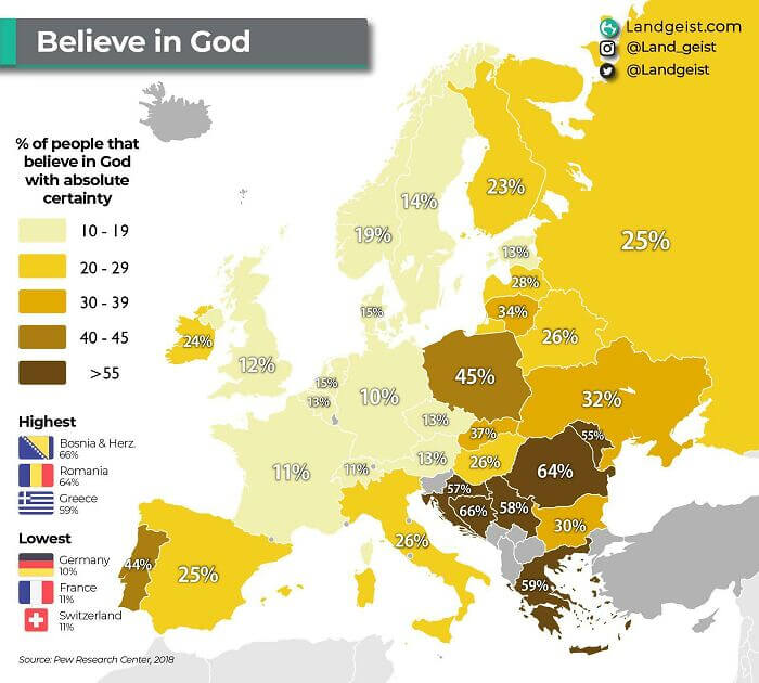 A Map Of Those Who Believe In God