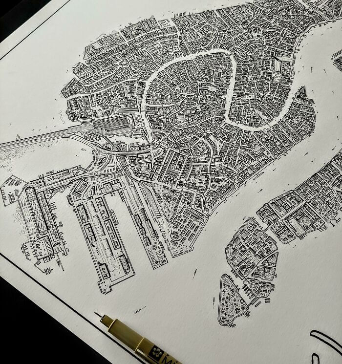 A Hand Drawn Map Of Venice