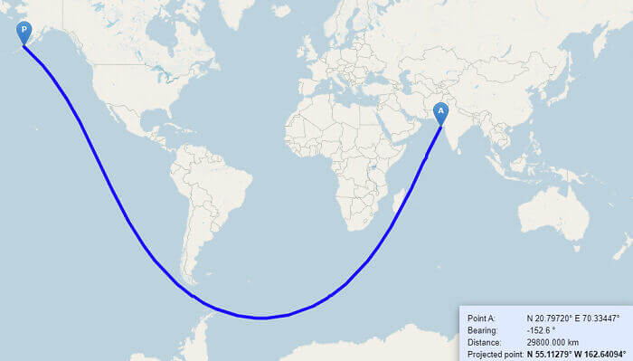 Getting From India To The U. S. In A Straight Line