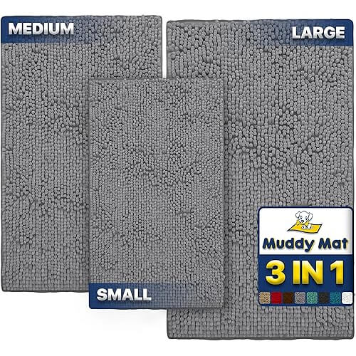Versatile Microfiber Pet Door Mat Set that Absorbs Muddy Paws. 