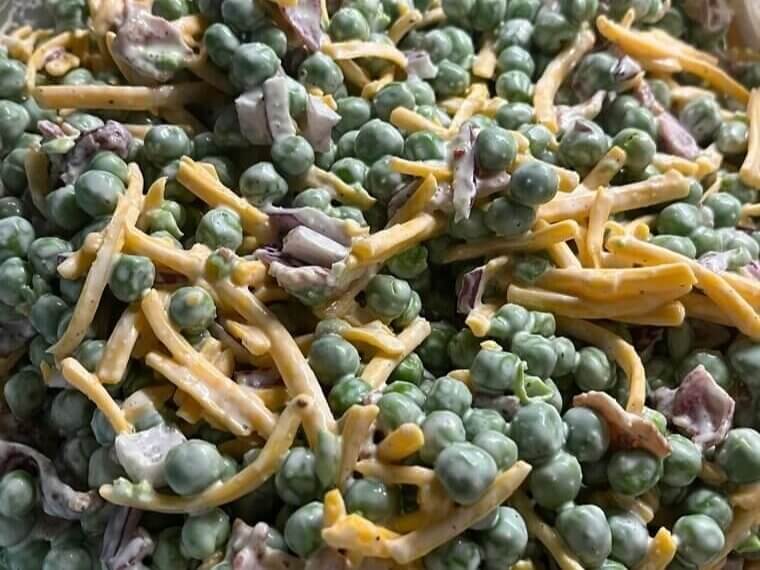 Pea Salad With Cheese Cubes