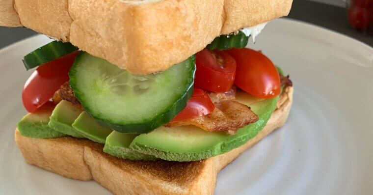 Cucumber-Avocado-Tomato Sandwich