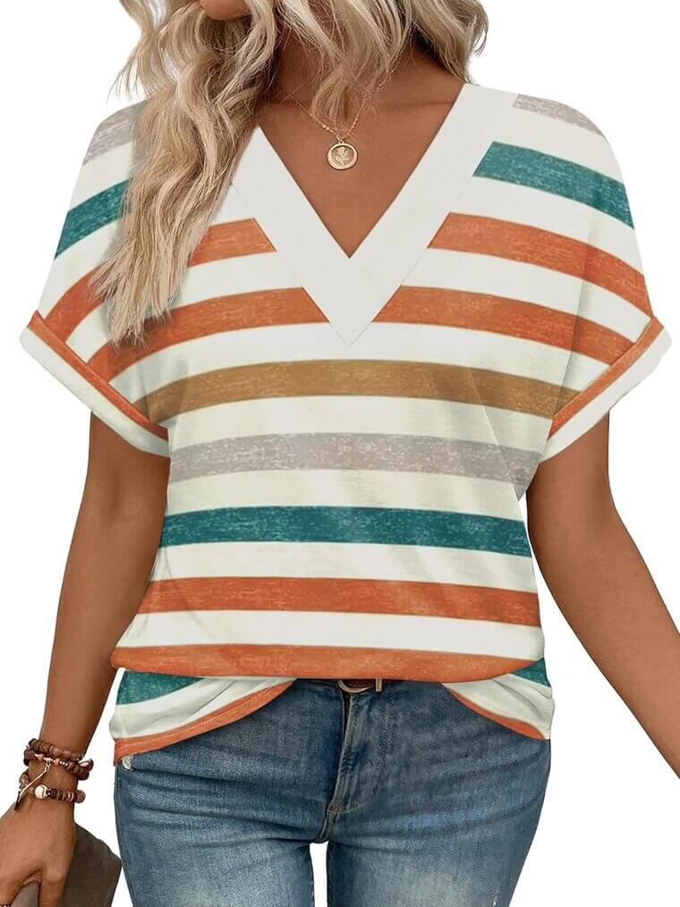 WIHOLL Summer Tops - Chic V-Neck Dolman Sleeve Style - Now 20% Off!