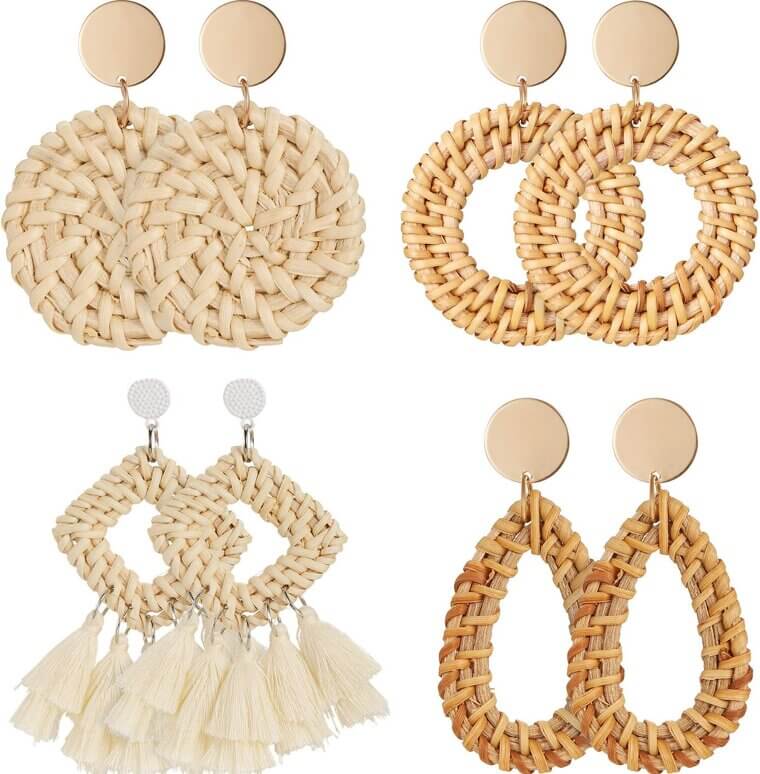 Rattan Tassel Earrings - Perfect Boho Beach Accessory 