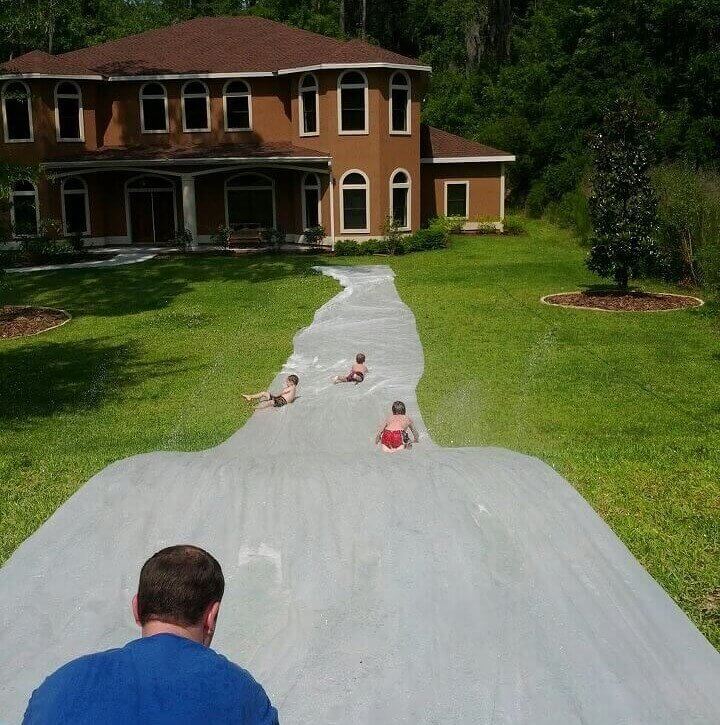 Setting up Slip-And-Slides on Concrete