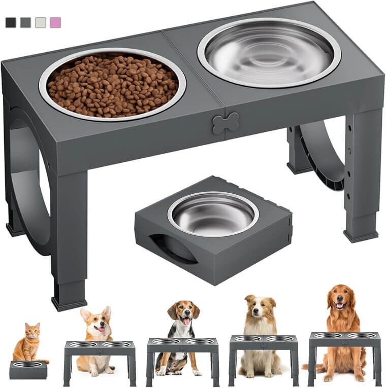 XIAZ Adjustable Dog Bowls - Perfect for Large Breeds, 5 Heights! - Enjoy 24% Off!
