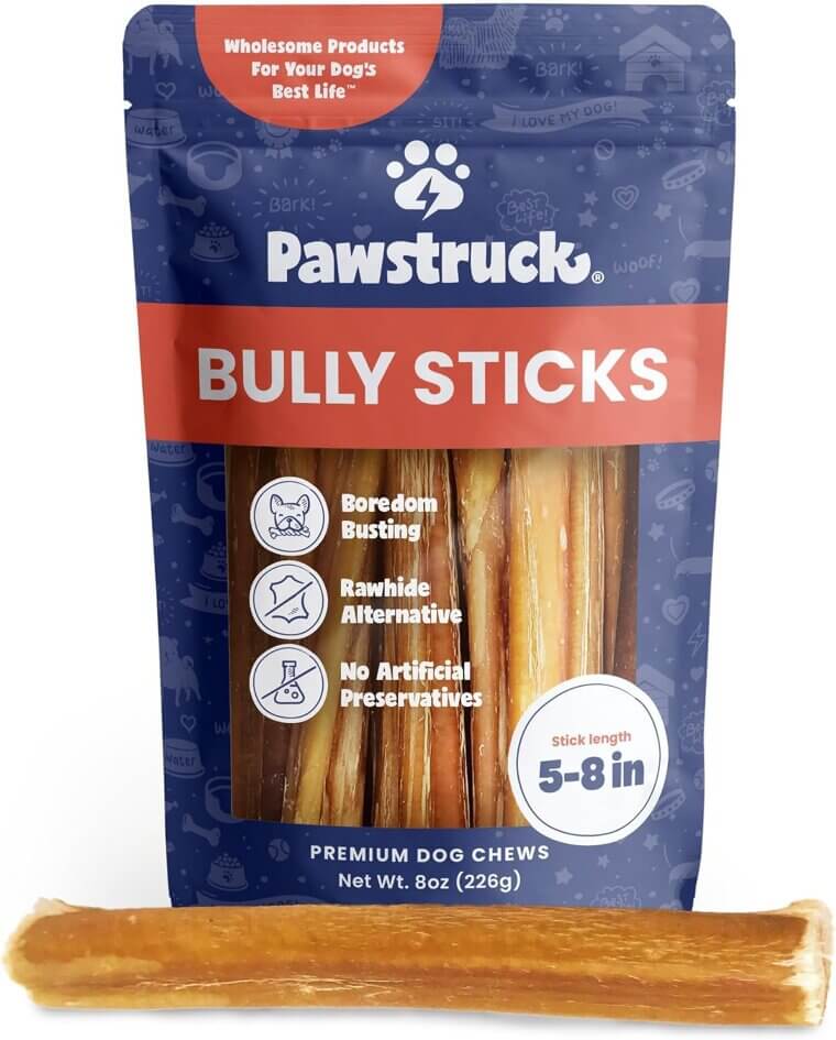 Pawstruck Bully Sticks - Long-Lasting, Low Odor Chews for Dogs - Now 17% Off!