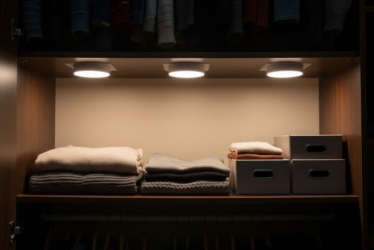 Add LED Stick-On Lights to Dark Closets