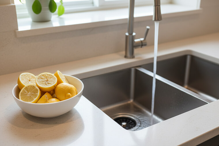 Use Leftover Lemon Rinds to Freshen the Sink