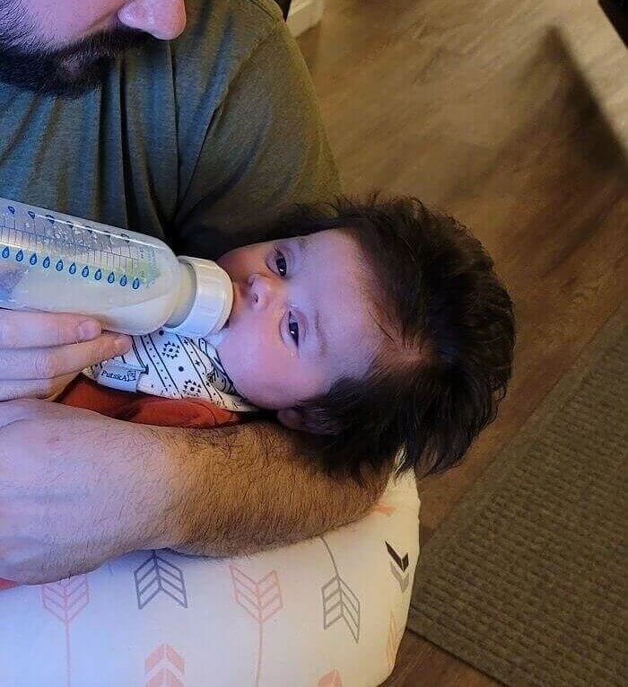 At Two Months Old, This Baby Has A Full Head Of Hair