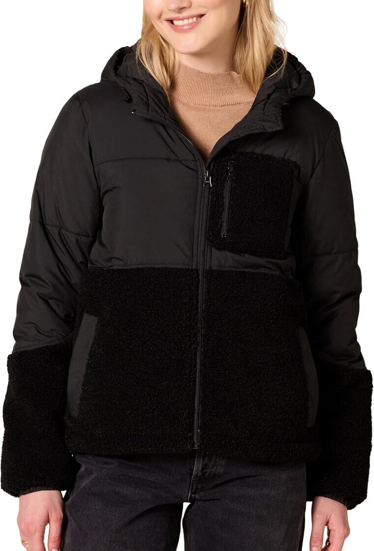 Stay Cozy with Sherpa Fleece Puffer - Perfect for Chilly Days 