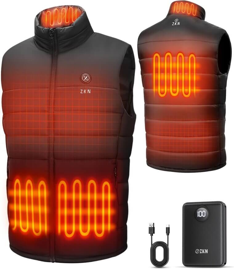 ZKN Heated Vest - Stay Warm Outdoors with 10-Hour Battery! - 34% Off!
