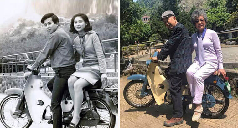 Same Bike, Same Couple, 51 Years Apart