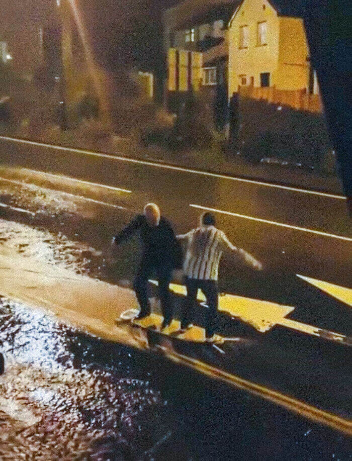 They Were Surfing On An Ironing Board In The Rain