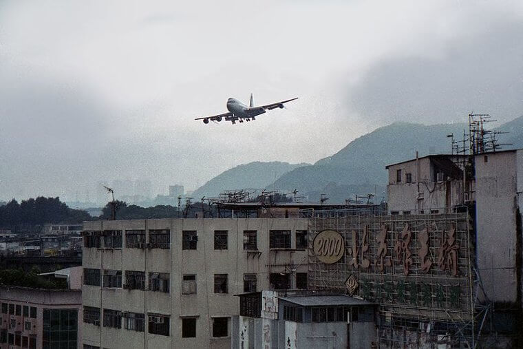 Building Meets Airplane in Kowloon