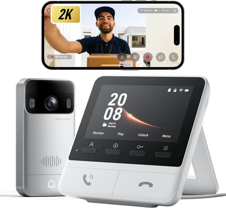 SwitchBot Doorbell Camera with Monitor - Wireless, No Subscription