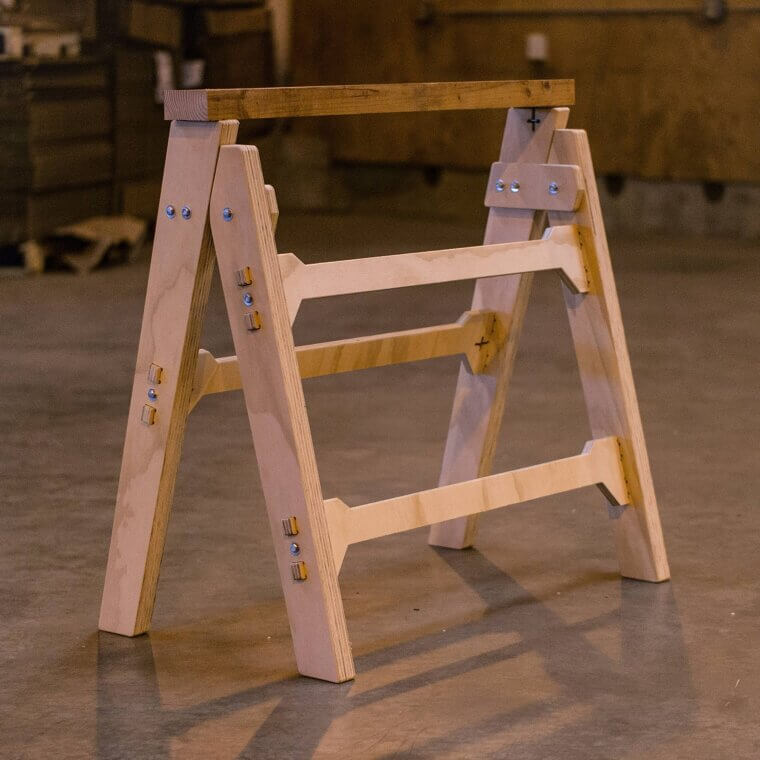 A Solid Wooden Sawhorse Built to Endure