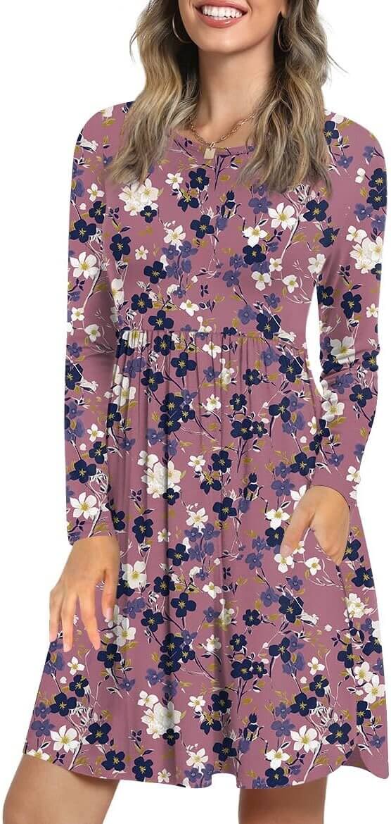 LONGYUAN Women's Dress - Stylish Fall Essential with Pockets 