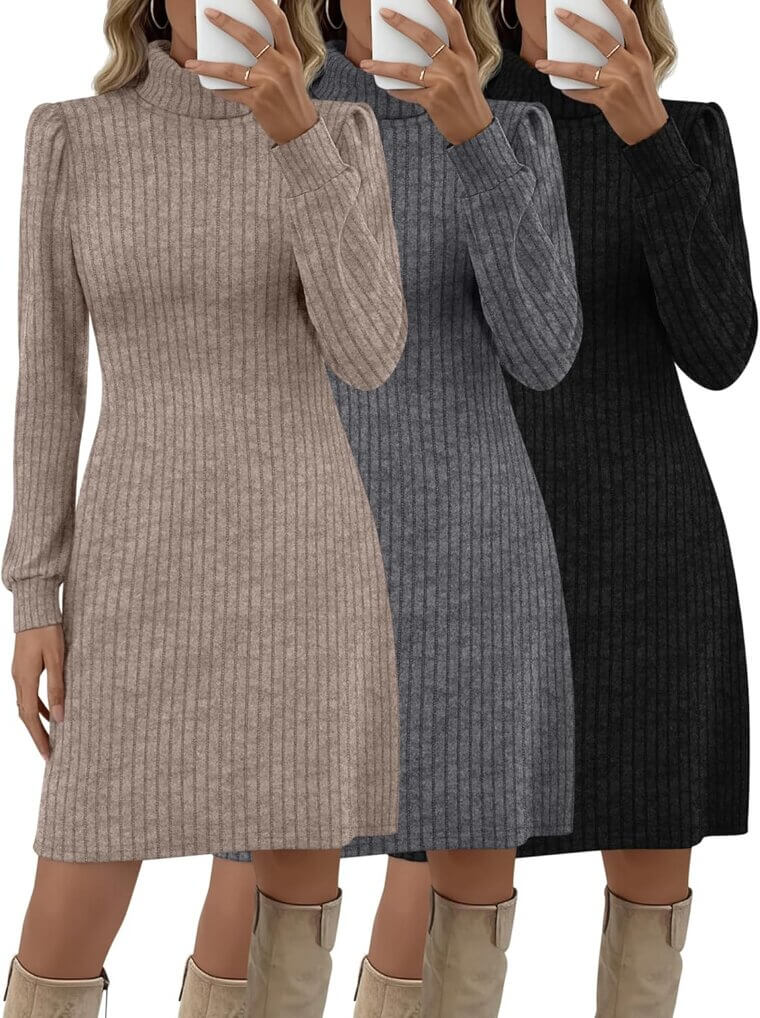 Women's Turtleneck Sweater Dress - Stylish, Cozy, and Versatile 