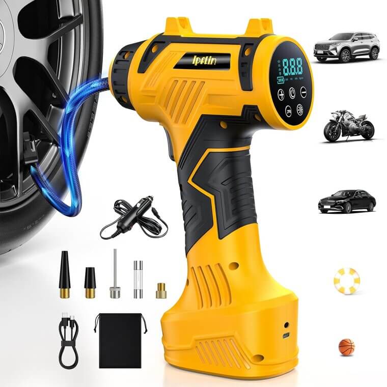 Ipflin Tire Inflator - Fast, Cordless, Reliable Air Pump - 50% Off!