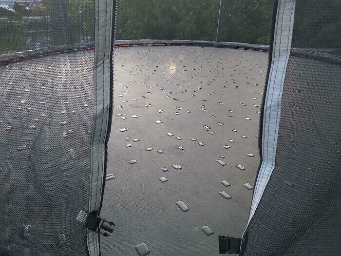 Dew Forming On a Trampoline
