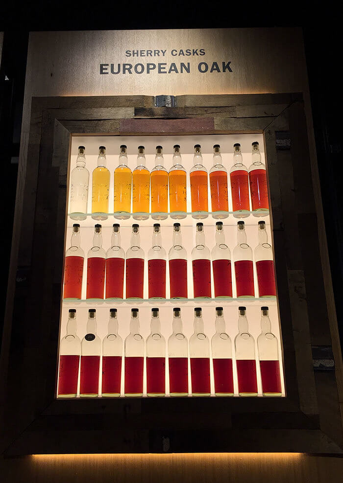 Whisky in verschillende stadia van rijping