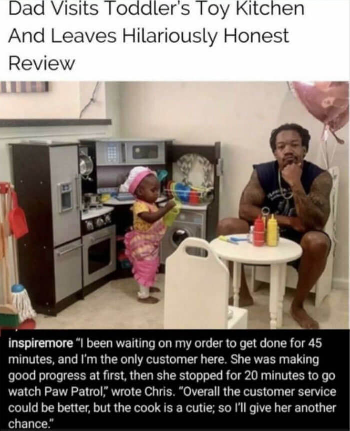 Dad Leaves Bad Review For Baby Daughter's Kitchen