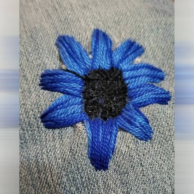Flower Embroidery to Repair a Hole