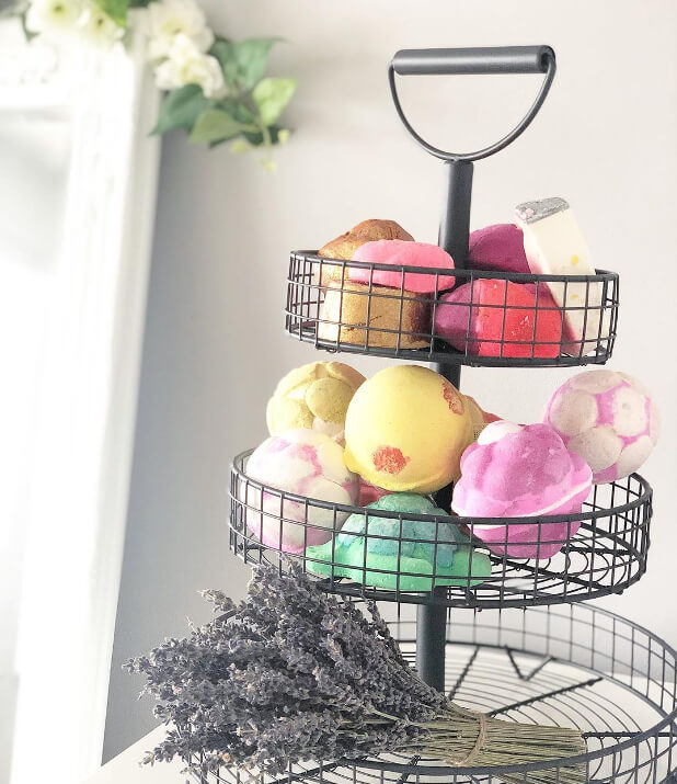 A Tiered Tray on the Floor or Counter Is Both Stylish and Handy