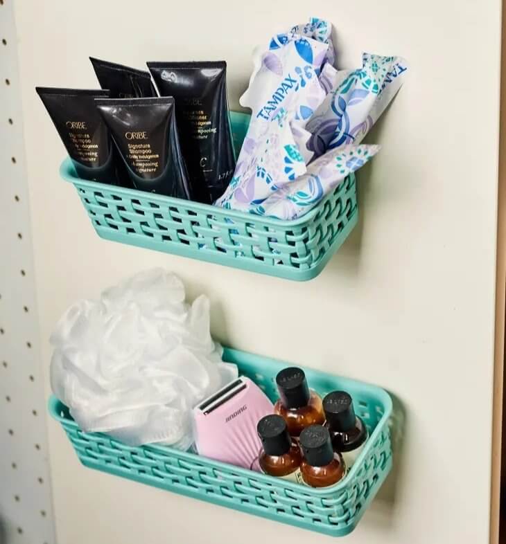 Cabinet Doors Are the Perfect Place to Hang Little Baskets