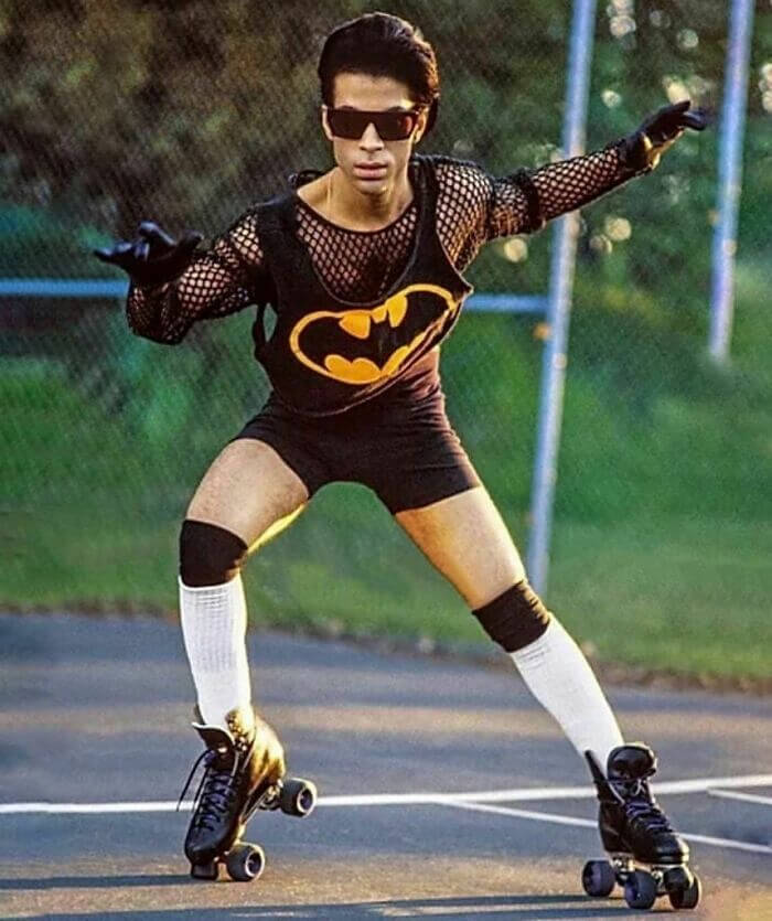 Prince Skating On His Personal Tennis Court Shortly After Completing the Batman Soundtrack