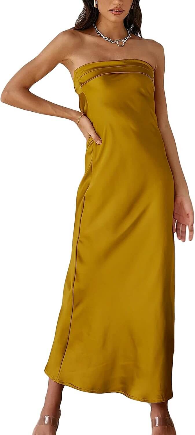 Realtix Satin Maxi Dress - Elegant & Stylish for Any Occasion - 10% Off!