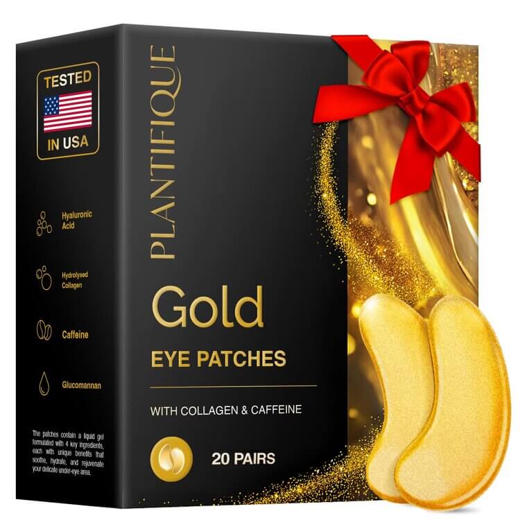 PLANTIFIQUE Gold Eye Patches - Refresh & Revitalize Your Eyes - Enjoy 24% Off!