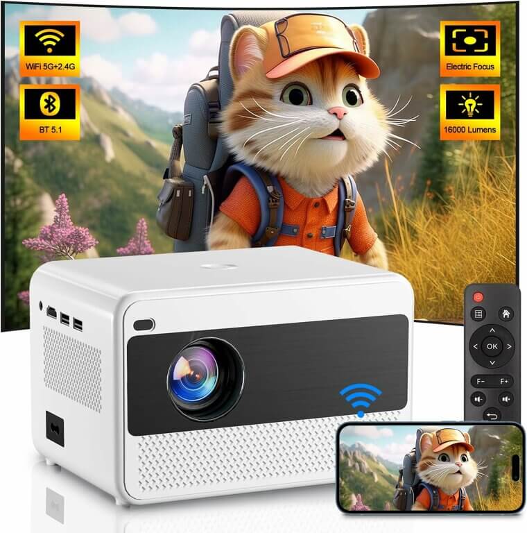 Projector with WiFi & Bluetooth - 16000LM, 1080P, Max 200" Now 5% Off!