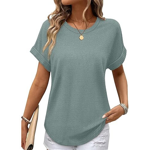 Trendy Waffle Knit Summer Top that Combines Comfort and Style. Now 50% Off!