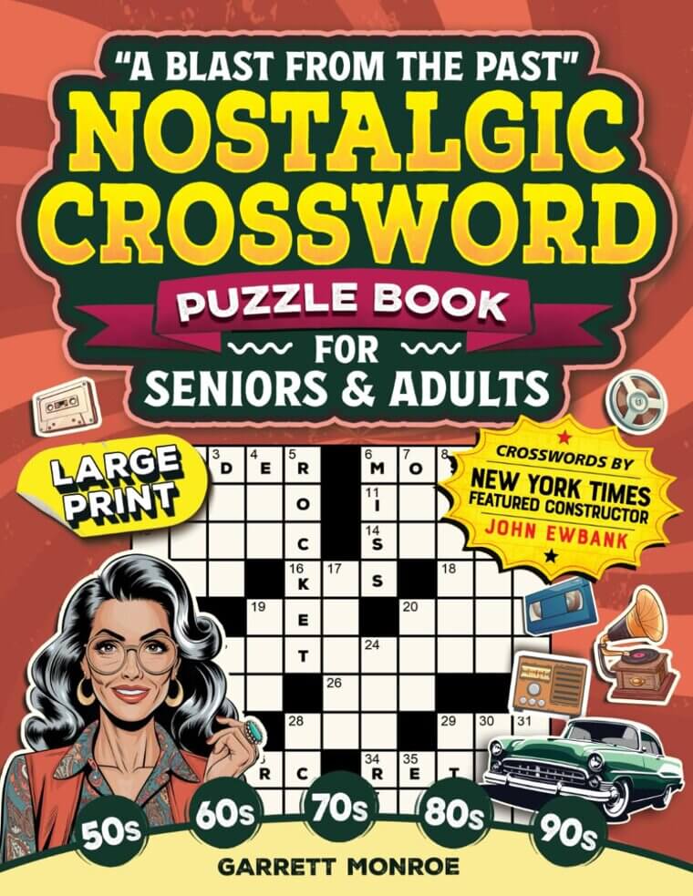 Nostalgic Crossword Puzzle Book - Relive Your Favorite Decades! 