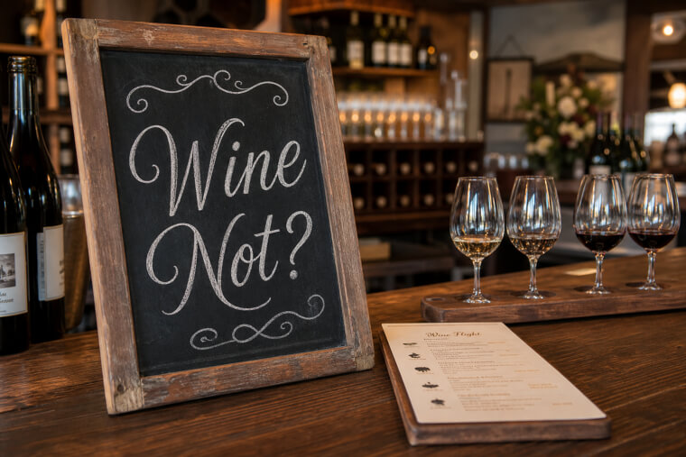 "Wine Not?" Vineyard Tasting Room Chalkboard